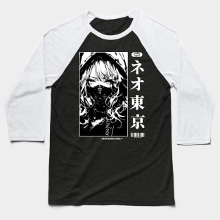 Vaporwave Cyberpunk Japanese Manga Girl Baseball T-Shirt